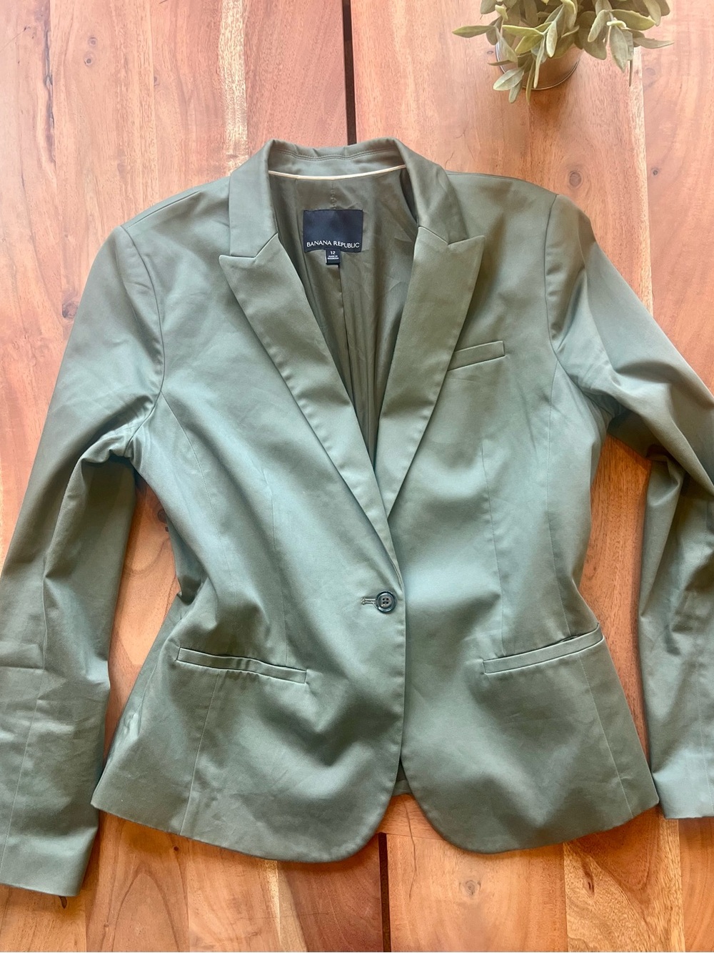 Banana Republic Olive Green Single-Button Blazer